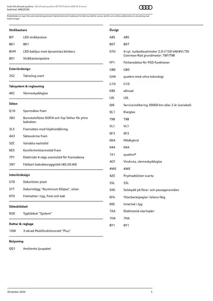 Audi A4 allroad quattro från 30 oktober till 30 oktober 2025 - Reklamblad sidor 5
