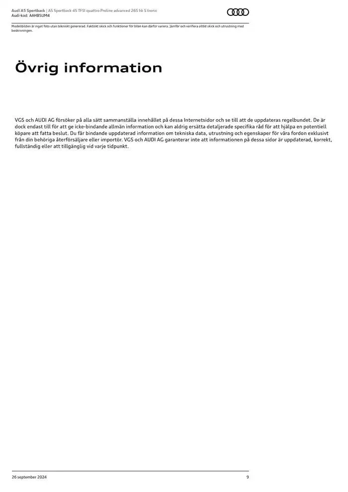 Audi A5 Sportback från 26 september till 26 september 2025 - Reklamblad sidor 9