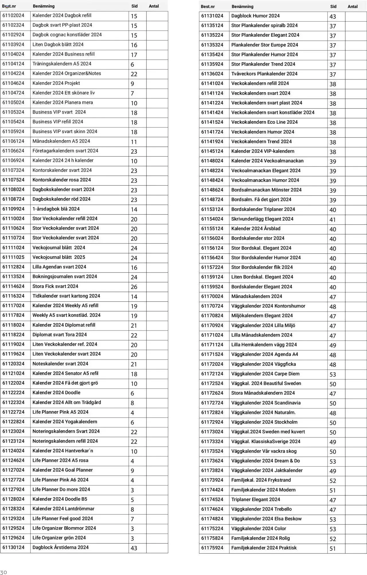 Kalendrar 2024 från 25 juli till 31 december 2023 - Reklamblad sidor 30