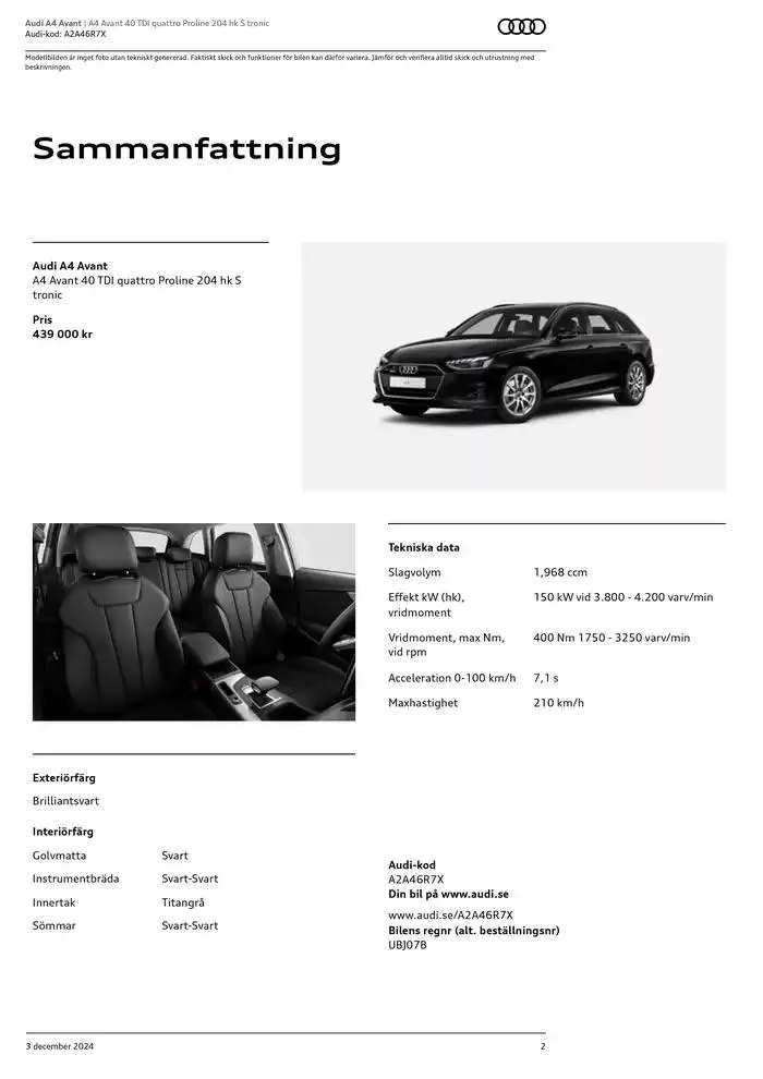 Audi A4 Avant från 3 december till 3 december 2025 - Reklamblad sidor 2