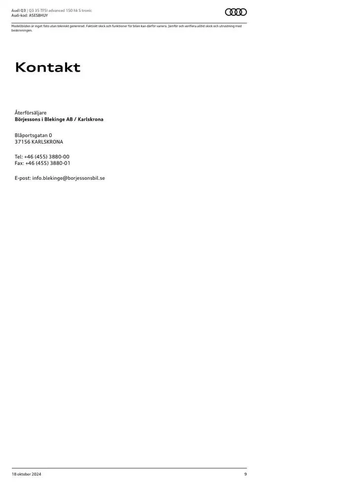 Audi Q3 från 18 oktober till 18 oktober 2025 - Reklamblad sidor 9