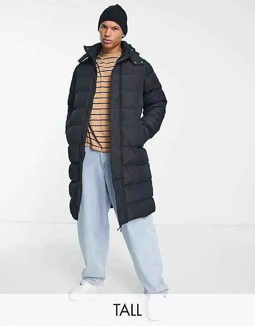 Threadbare Tall – Ultimate – Svart 4-i-1-pufferjacka