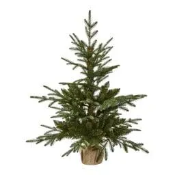 Liten julgran med klädd betongfot 90 cm