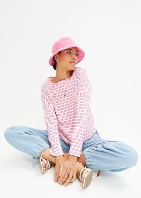 Långärmad fyrkantig T-shirt i tung ekologisk bomull