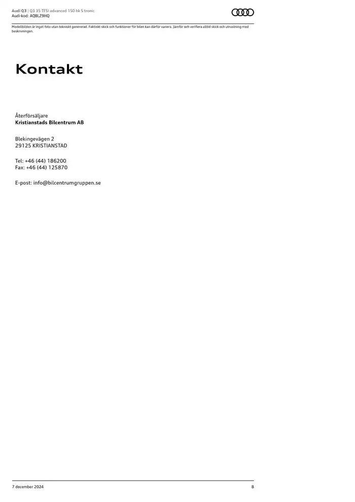 Audi Q3 från 7 december till 7 december 2025 - Reklamblad sidor 8