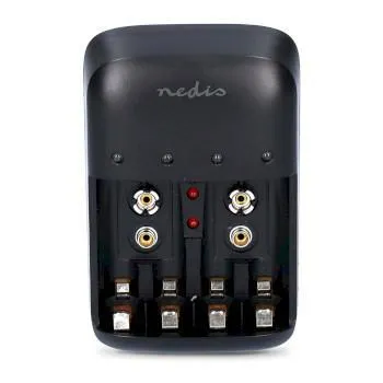 Nedis NiMH Batteriladdare AA / AAA | 1.2 / 9 V DC | 0.5 A A | Underhållsladdning | Euro / Typ C (CEE 7/16) | Batteritypsenergi: AA / AAA / E-Block | Svart