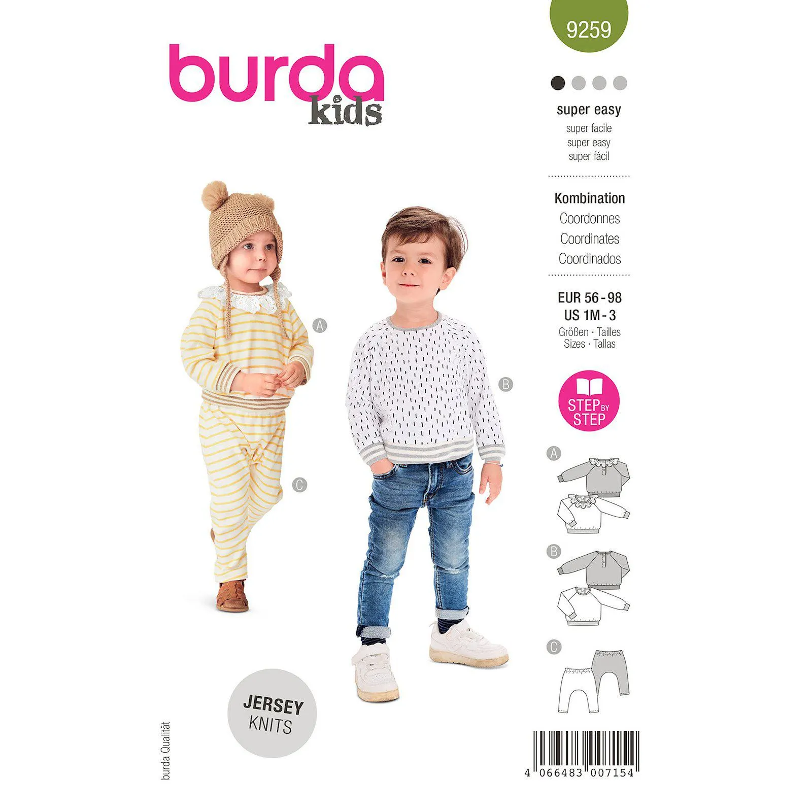 Burda mönster 9259, Joggingset baby, stl. 56-98