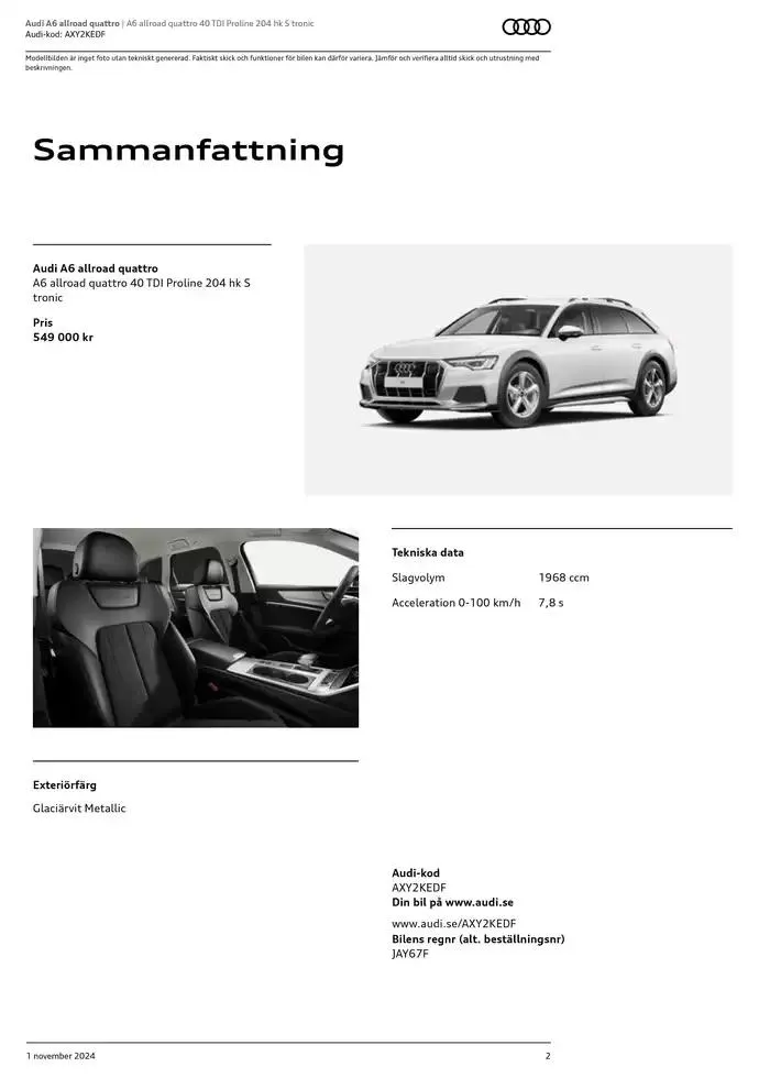 Audi A6 allroad quattro från 1 november till 1 november 2025 - Reklamblad sidor 2