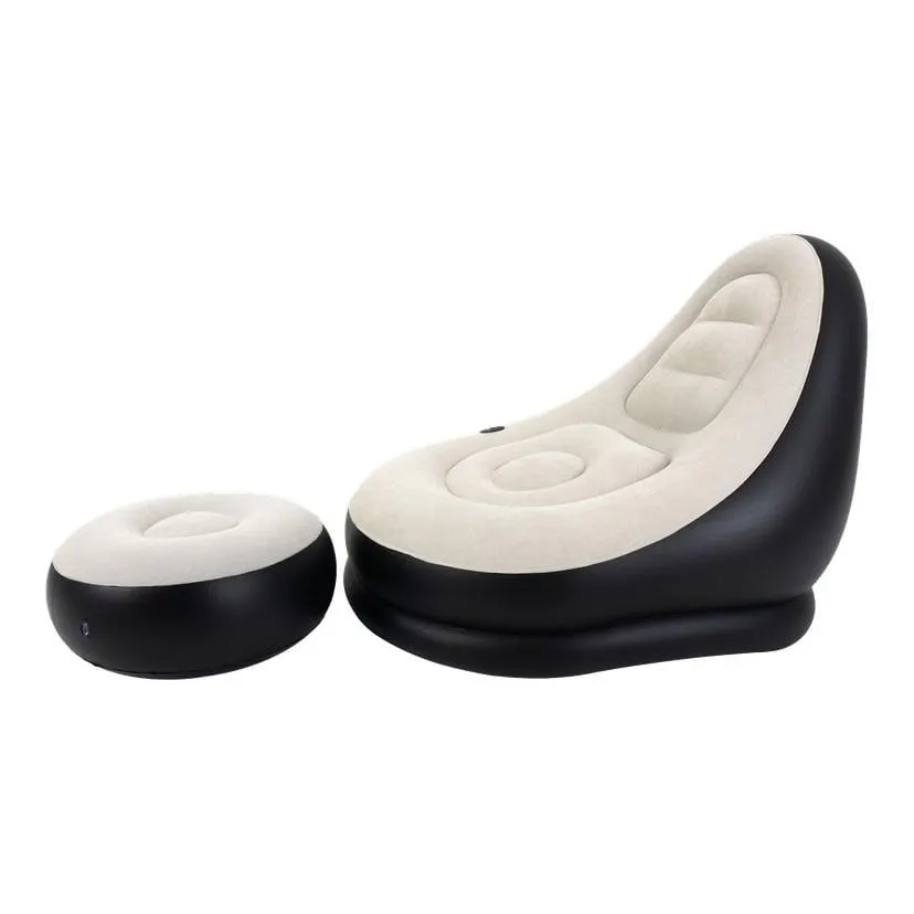 Uppblåsbar lounger med fotpall 2 delar