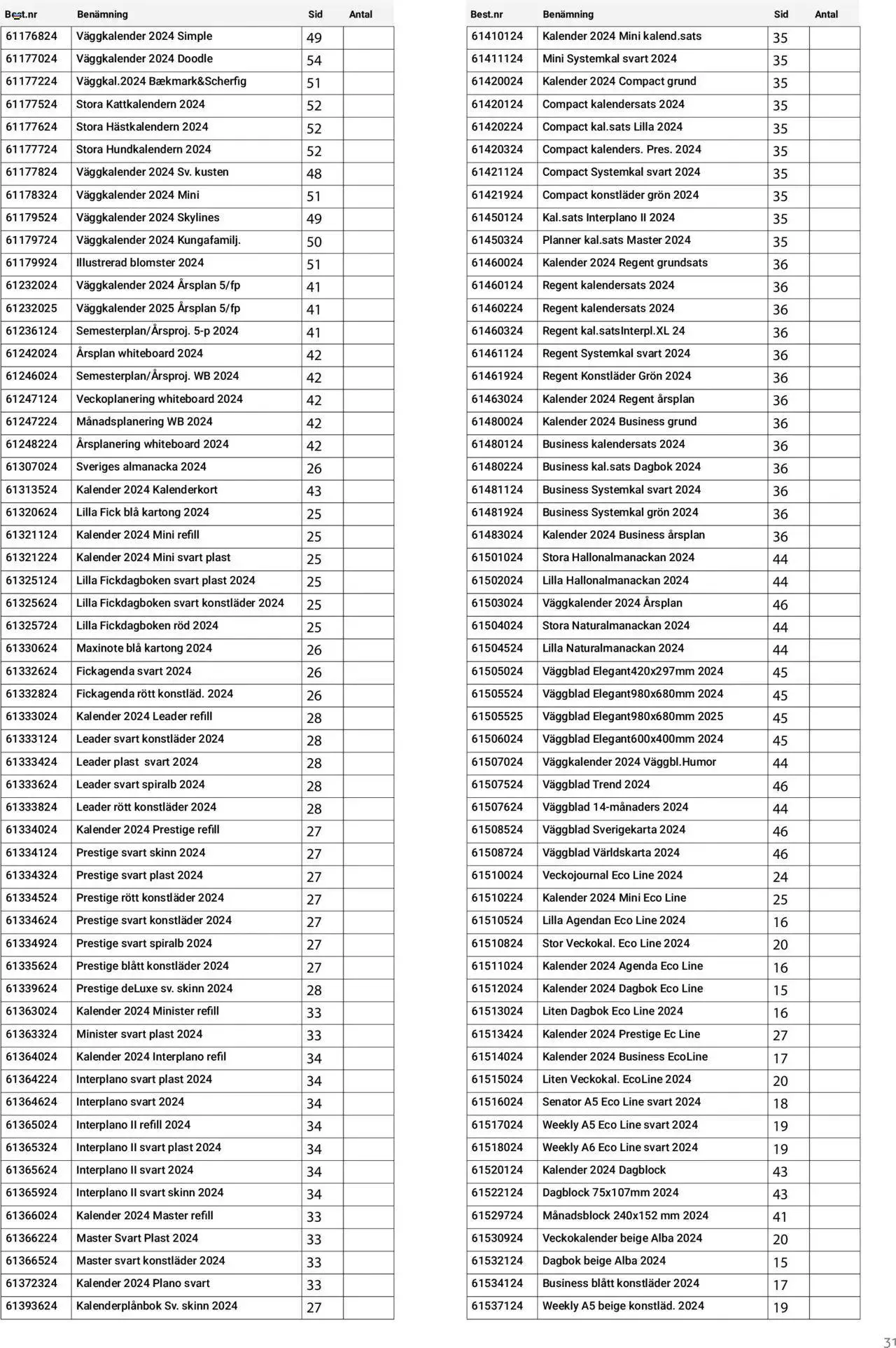 Kalendrar 2024 från 25 juli till 31 december 2023 - Reklamblad sidor 31