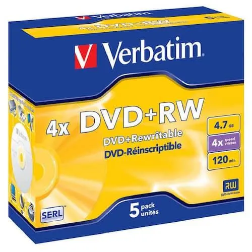 Verbatim Blank DVD+RW, omskrivbar, 4,7 GB/120 min, 4x hastighet
