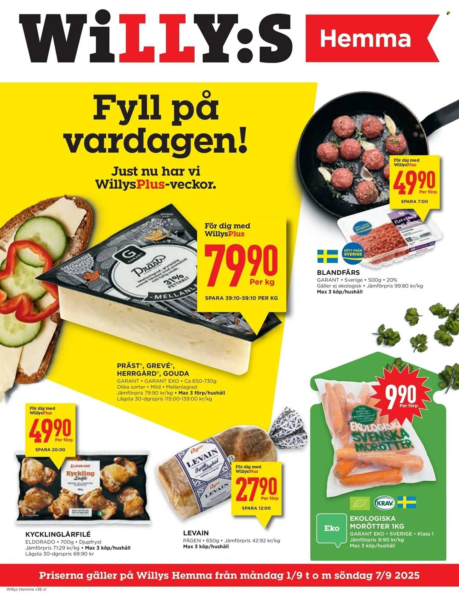 Willys reklamblad från 1 september till 7 september 2025 - Reklamblad sidor 1