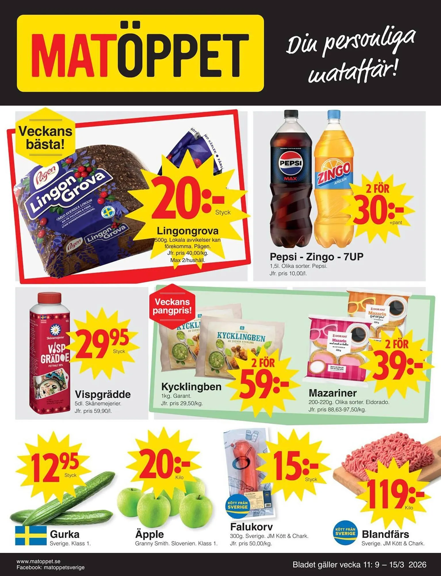 Matöppet reklamblad från 9 mars till 16 mars 2026 - Reklamblad sidor 1