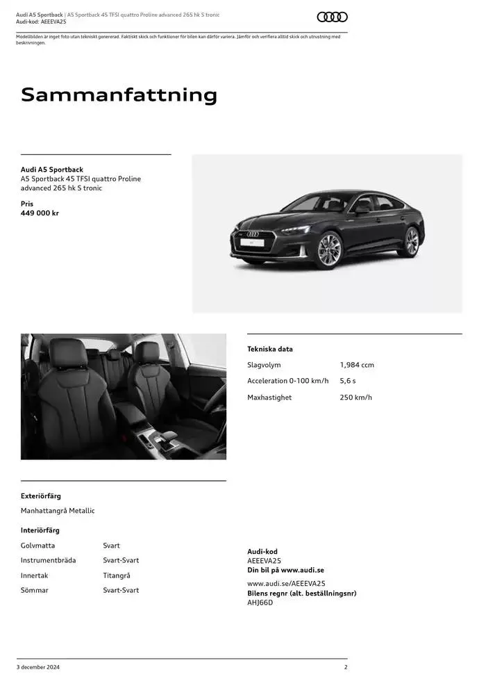 Audi A5 Sportback från 3 december till 3 december 2025 - Reklamblad sidor 2