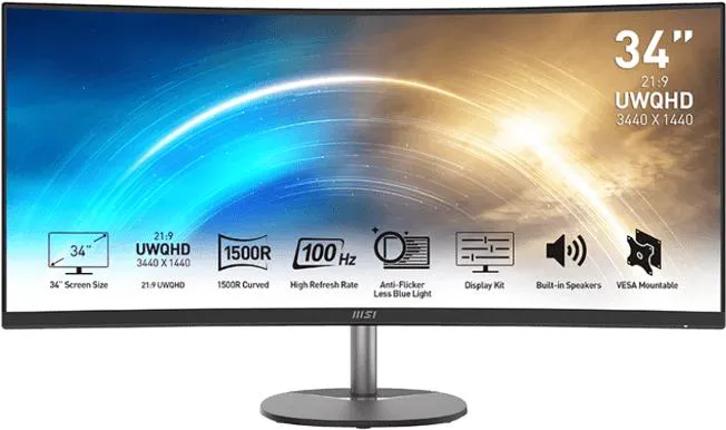 MSI 34" PRO MP341CQ VA WQHD (1500R) 100 Hz