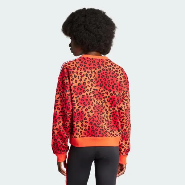 Sudadera cuello redondo adidas Originals Leopard Luxe Trefoil