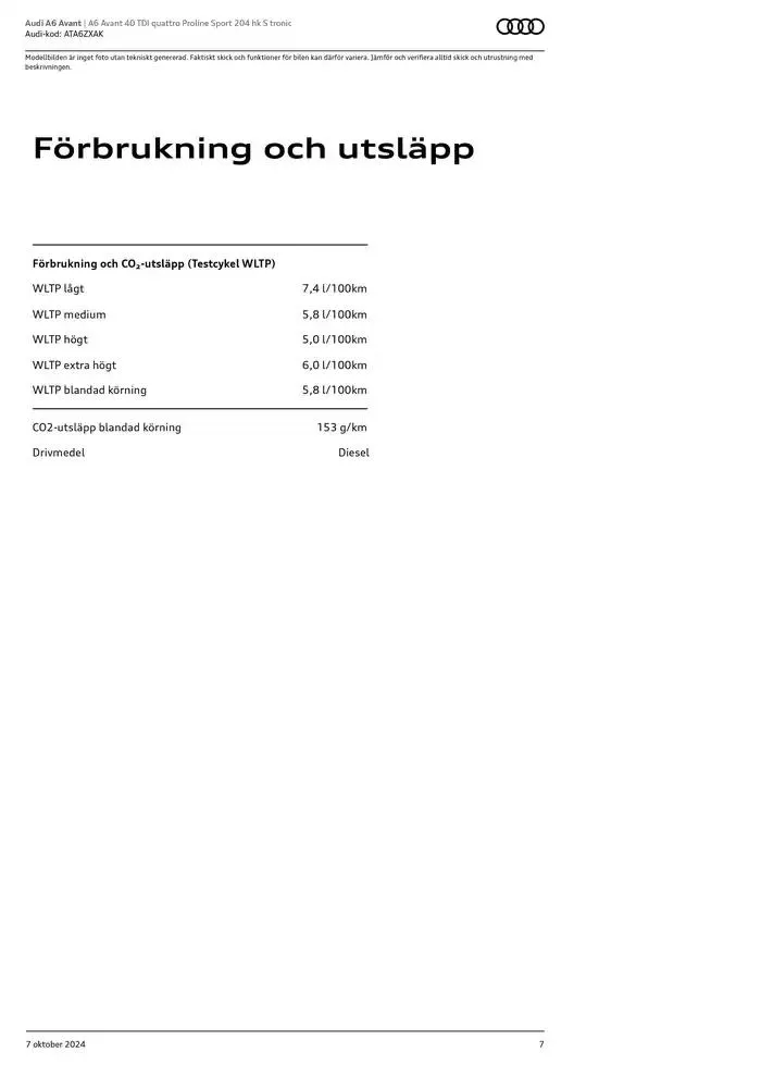 Audi A6 Avant från 7 oktober till 7 oktober 2025 - Reklamblad sidor 7