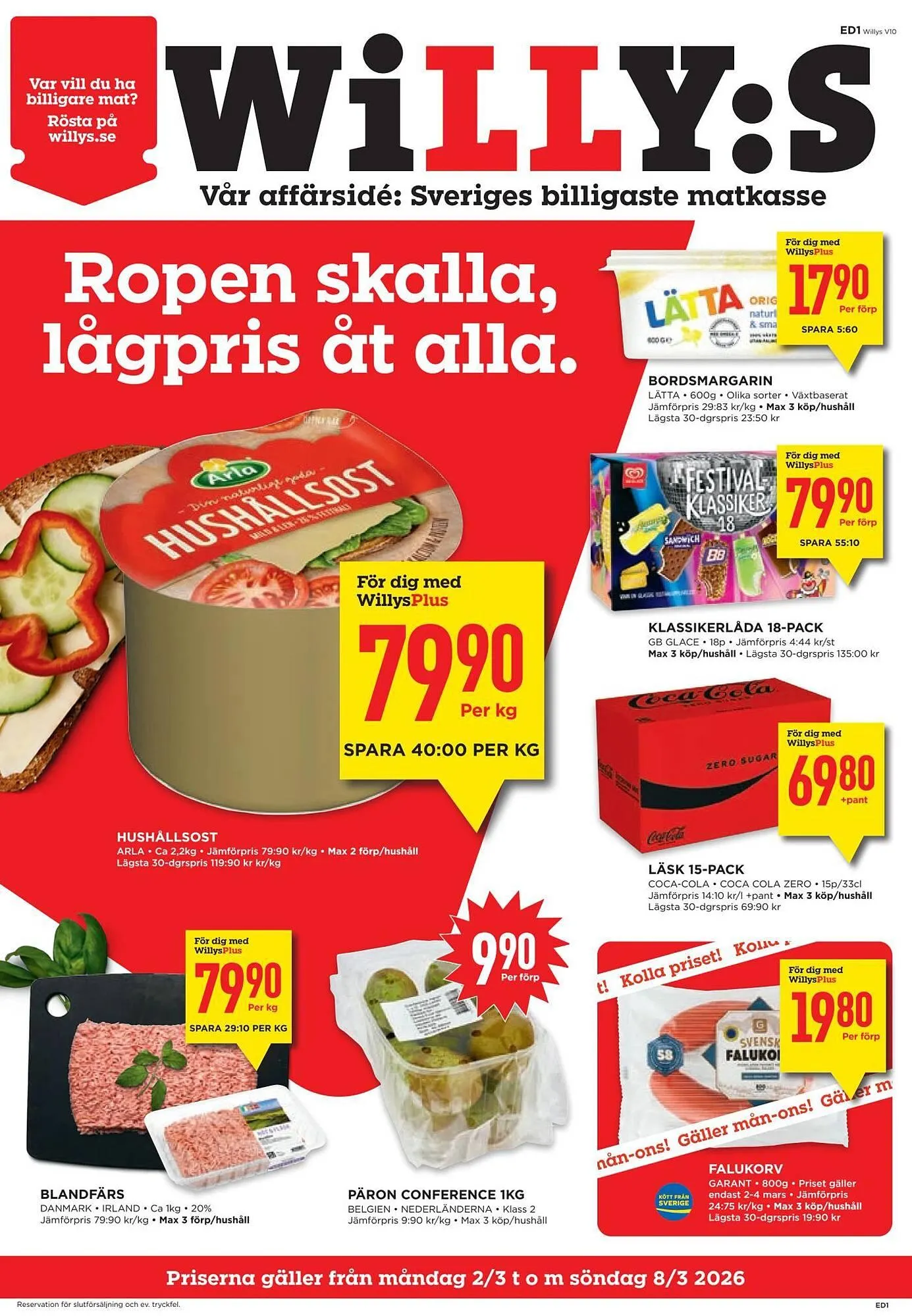 Willys reklamblad från 2 mars till 9 mars 2026 - Reklamblad sidor 1