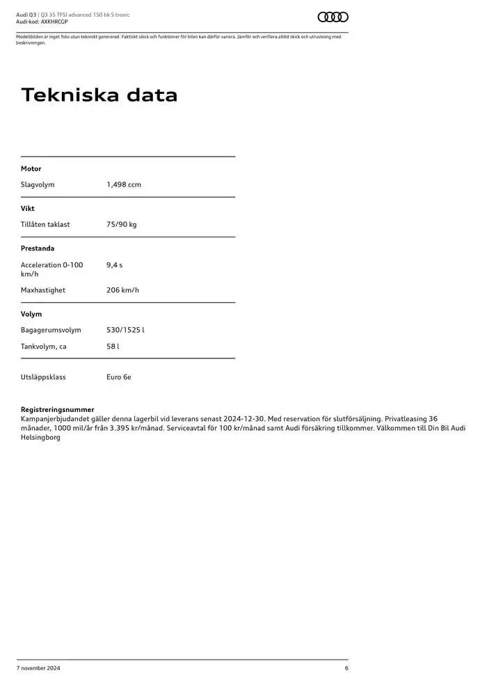 Audi Q3 från 7 november till 7 november 2025 - Reklamblad sidor 6