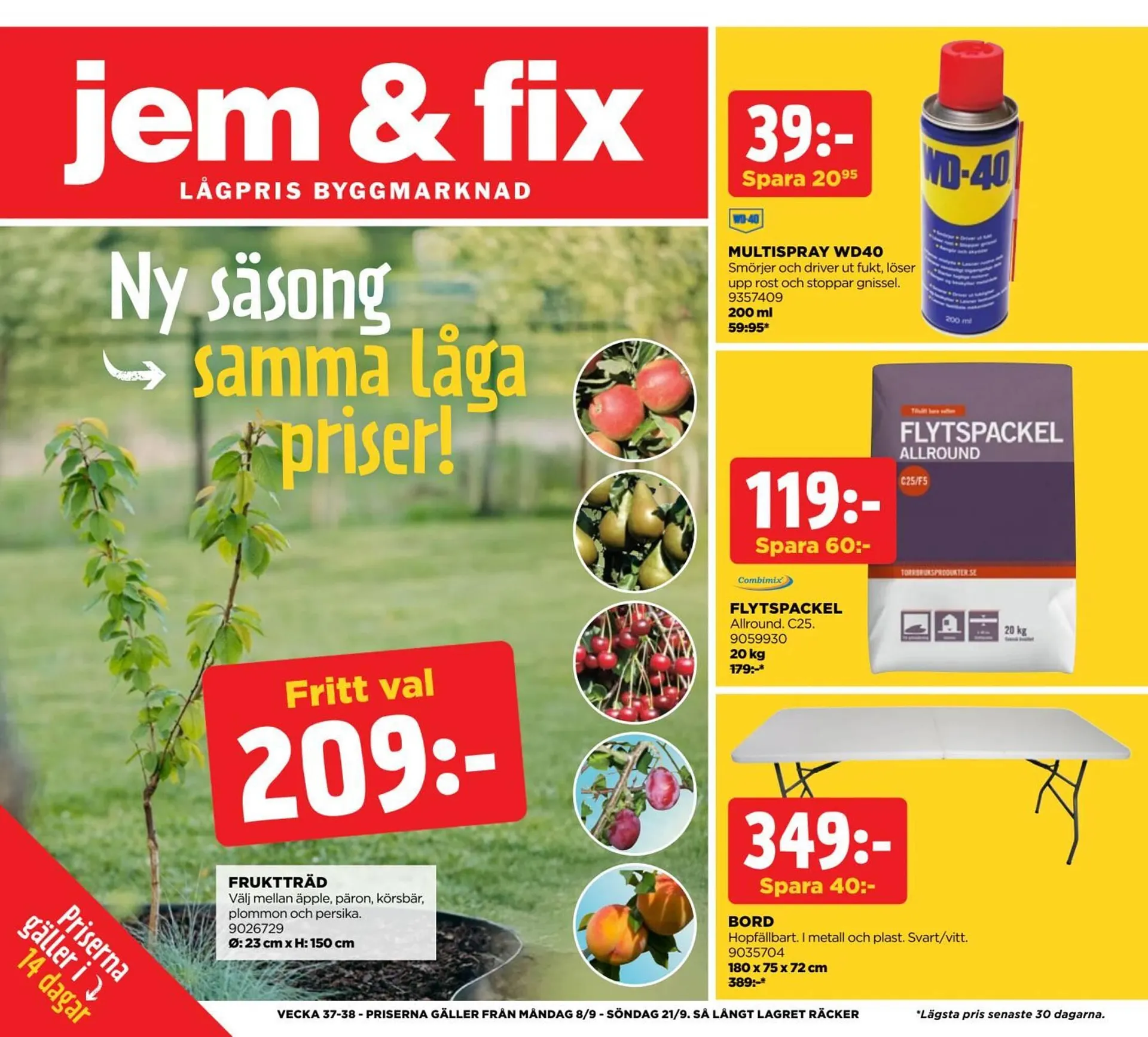 Jem&Fix reklamblad från 8 september till 21 september 2025 - Reklamblad sidor 1