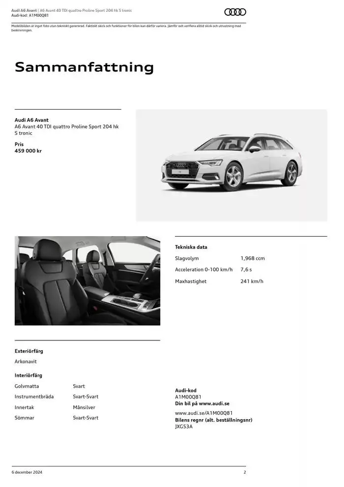 Audi A6 Avant från 6 december till 6 december 2025 - Reklamblad sidor 2