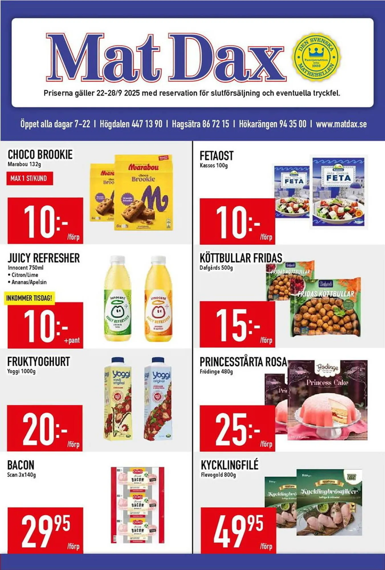 Matdax reklamblad från 22 september till 28 september 2025 - Reklamblad sidor 1