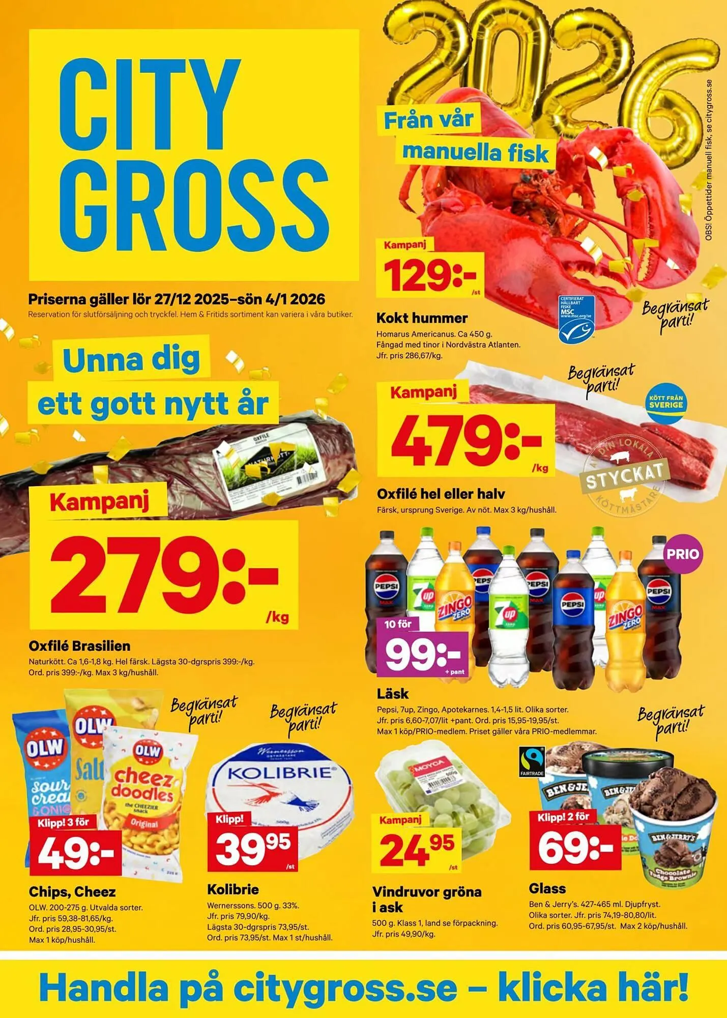 City Gross reklamblad från 27 december till 5 januari 2026 - Reklamblad sidor 1
