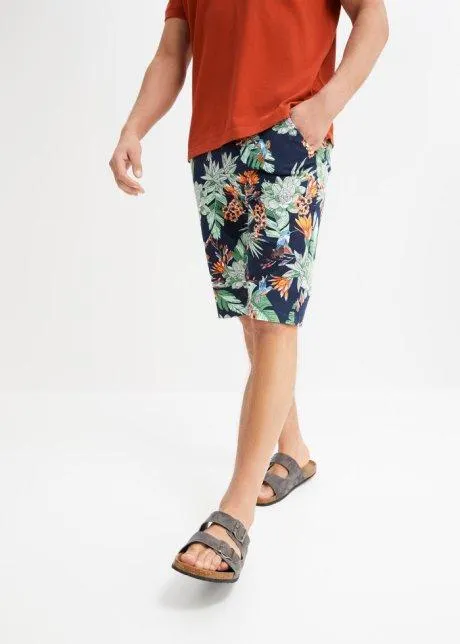 Mönstrade chinosbermudas, slim fit