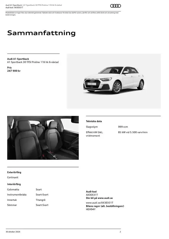 Audi A1 Sportback från 30 oktober till 30 oktober 2025 - Reklamblad sidor 2