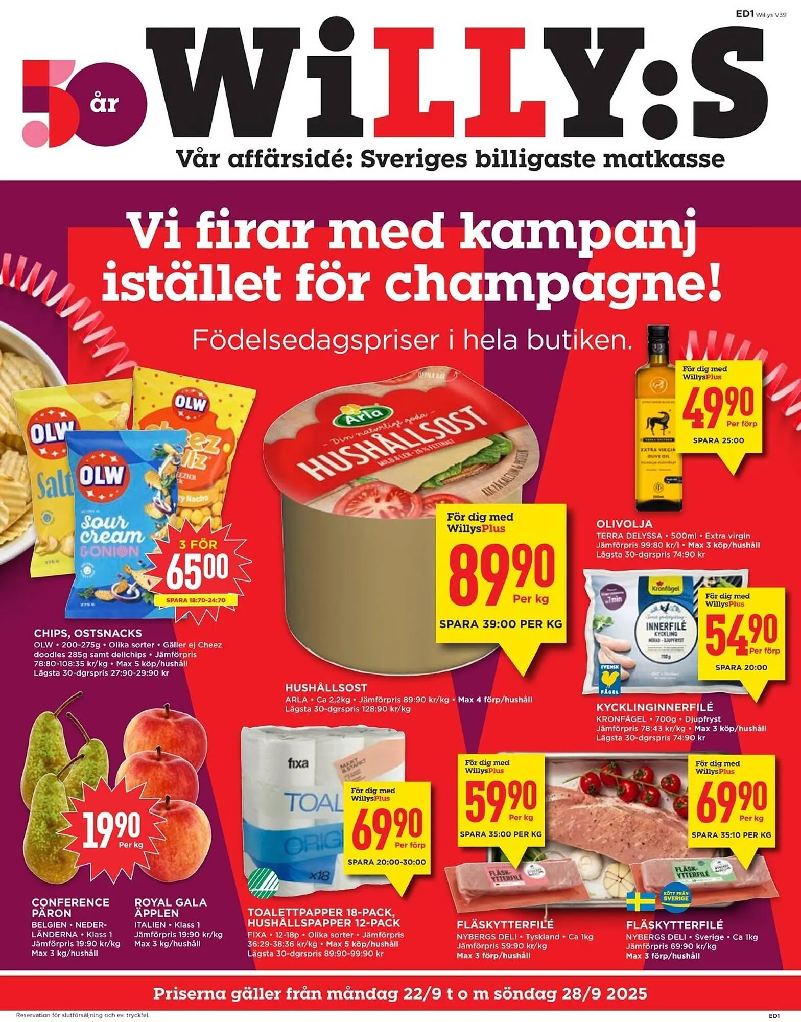 Willys reklamblad från 22 september till 28 september 2025 - Reklamblad sidor 1