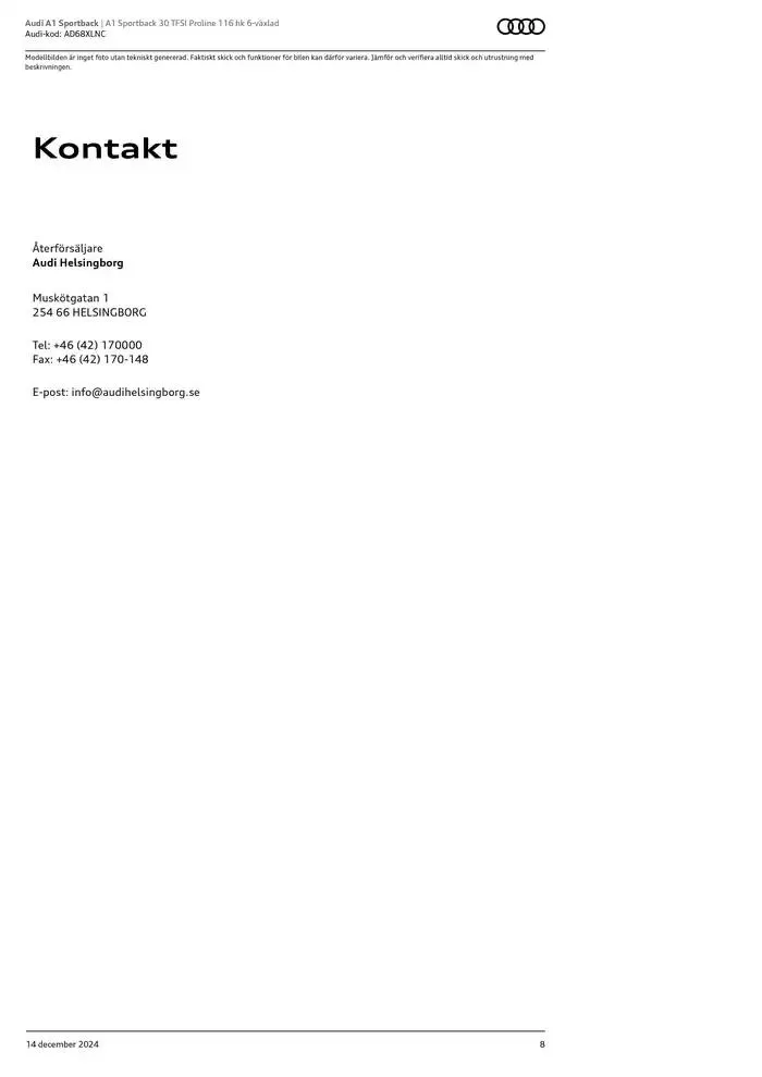 Audi A1 Sportback från 14 december till 14 december 2025 - Reklamblad sidor 8