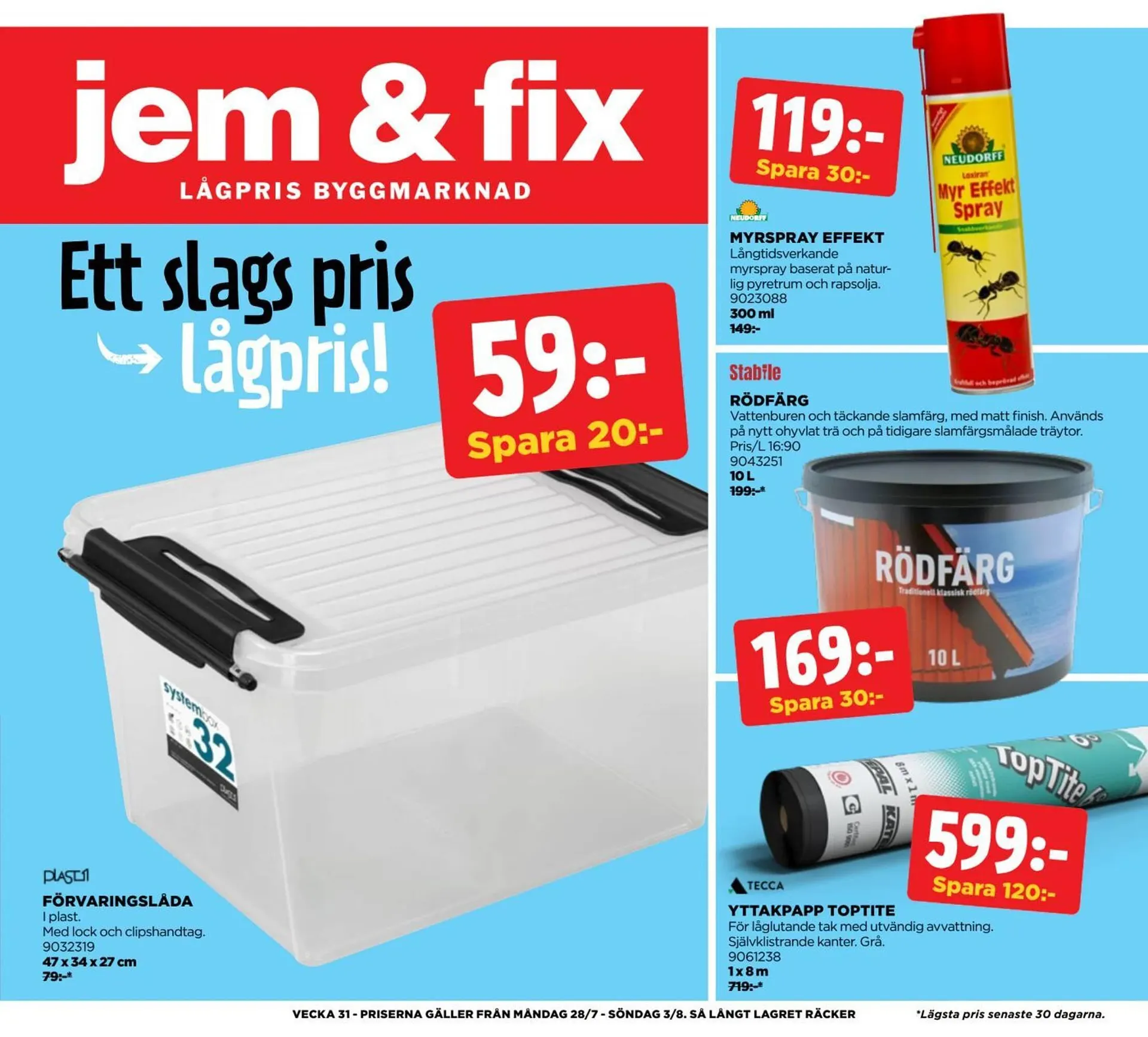 Jem&Fix reklamblad från 28 juli till 3 augusti 2025 - Reklamblad sidor 1