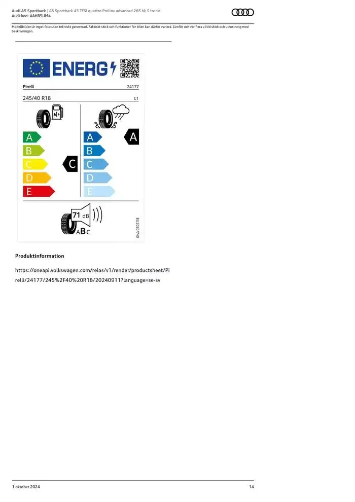 Audi A5 Sportback från 1 oktober till 1 oktober 2025 - Reklamblad sidor 14