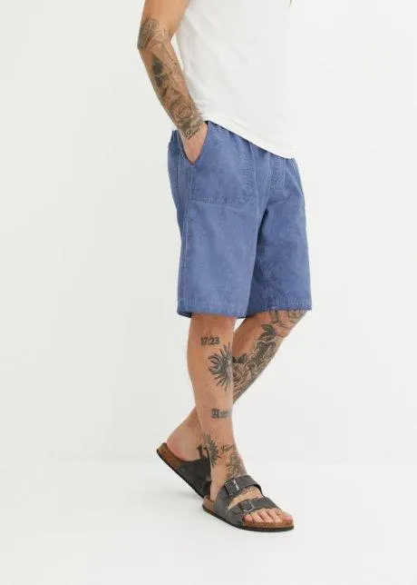 Dra på-bermudas med linne, Loose Fit