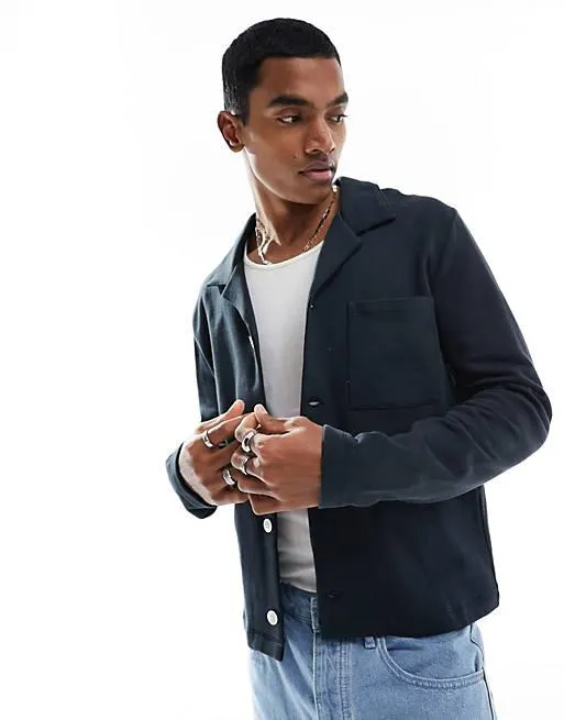 ASOS DESIGN – Svarta jacka med oversize knappar