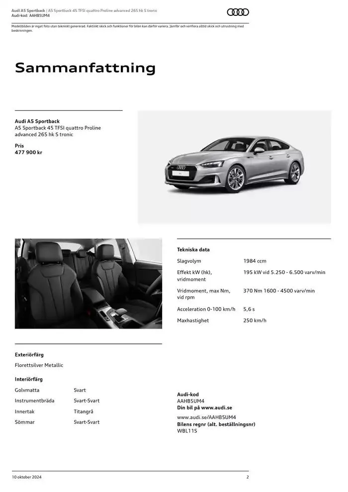 Audi A5 Sportback från 10 oktober till 10 oktober 2025 - Reklamblad sidor 2