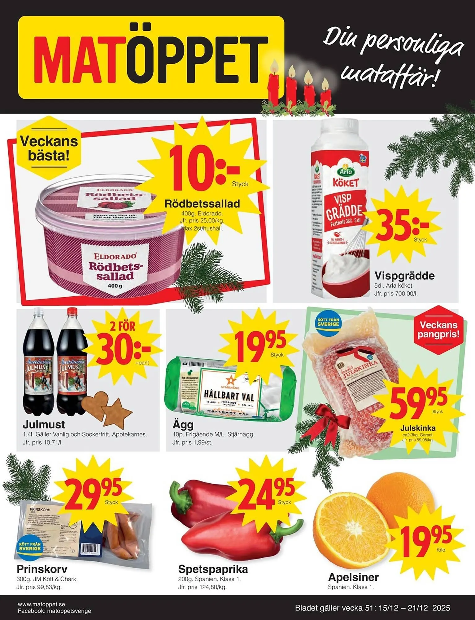 Matöppet reklamblad från 15 december till 21 december 2025 - Reklamblad sidor 1