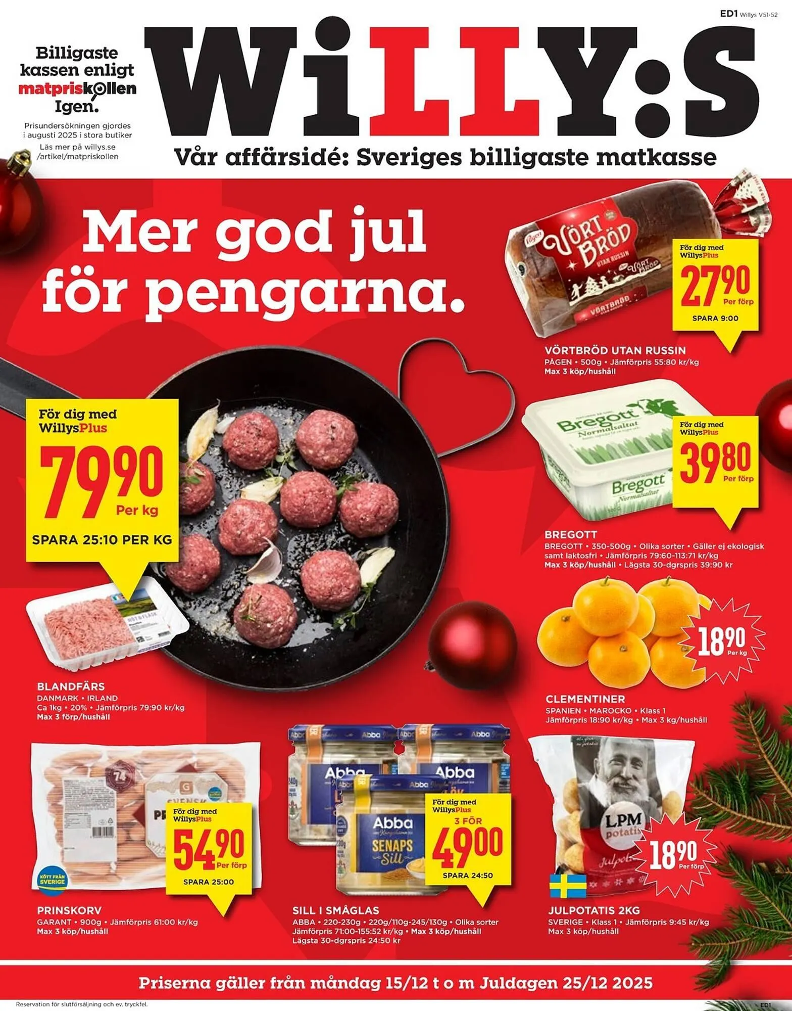 Willys reklamblad från 15 december till 25 december 2025 - Reklamblad sidor 1