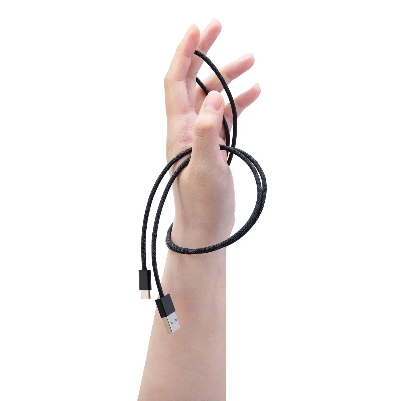 Linocell Flätad USB-A- till USB-C-kabel Svart 2 m