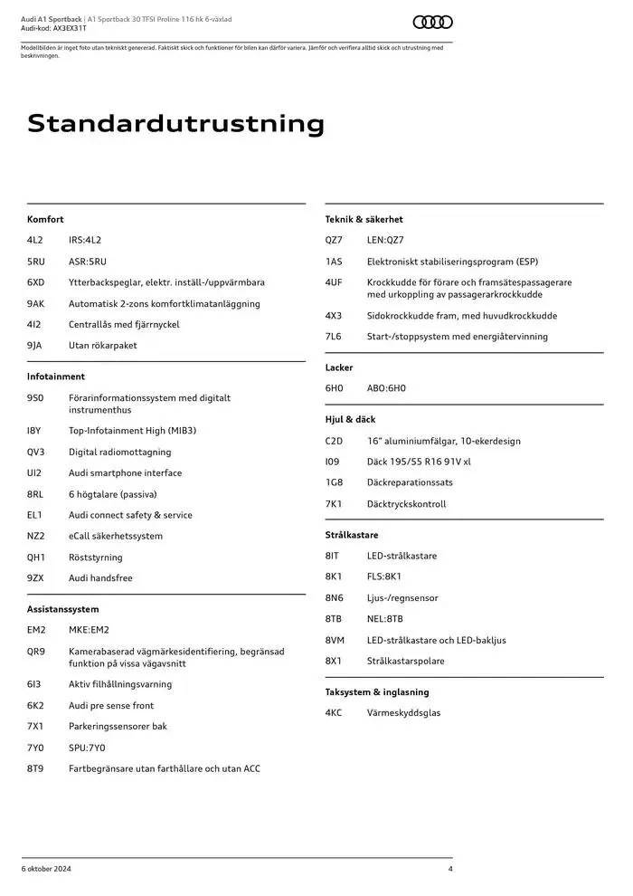 Audi A1 Sportback från 6 oktober till 6 oktober 2025 - Reklamblad sidor 4
