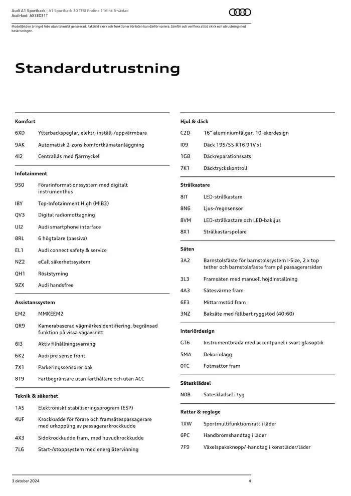 Audi A1 Sportback från 3 oktober till 3 oktober 2025 - Reklamblad sidor 4