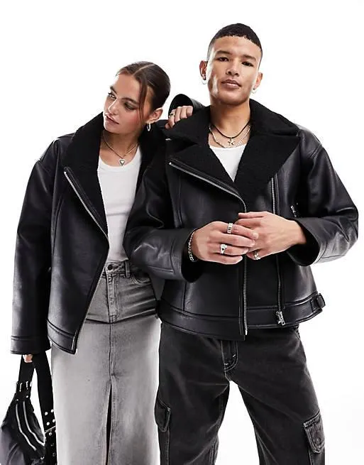 COLLUSION – Ultimate – Svart oversize pilotjacka i unisex-modell