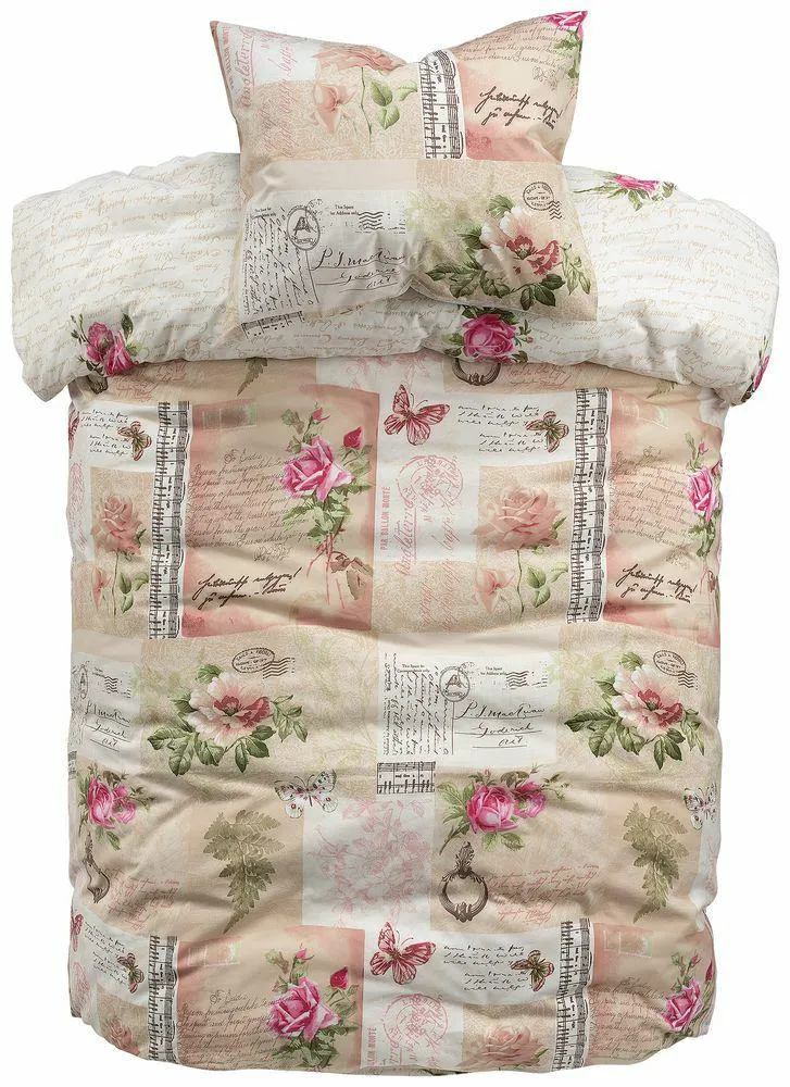 Påslakan Vintage Gala Offwhite/Rosa
