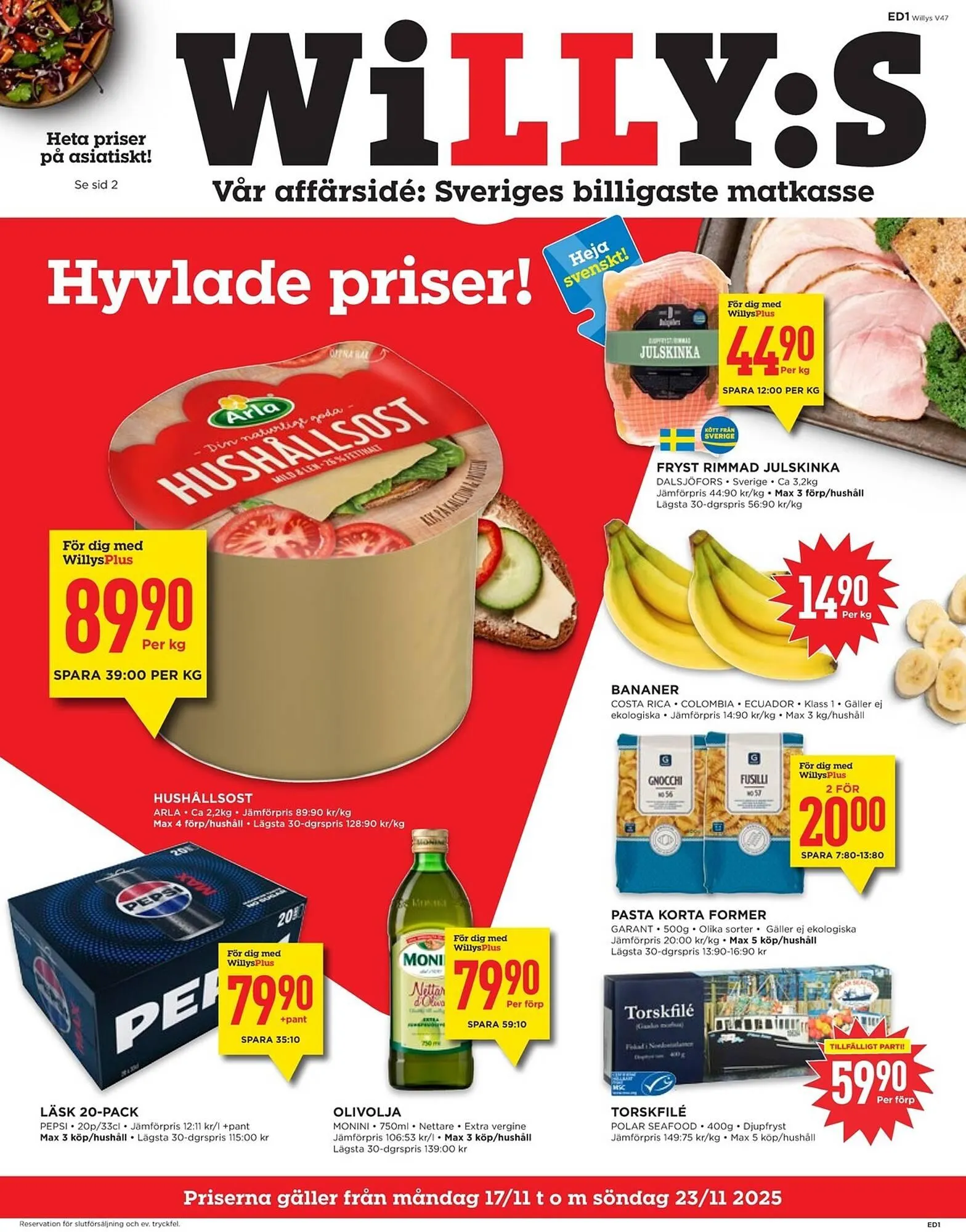Willys reklamblad från 17 november till 23 november 2025 - Reklamblad sidor 1
