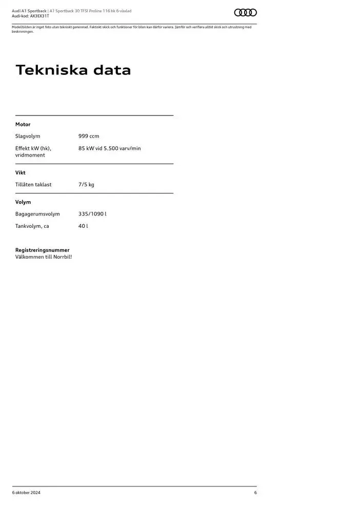 Audi A1 Sportback från 6 oktober till 6 oktober 2025 - Reklamblad sidor 6