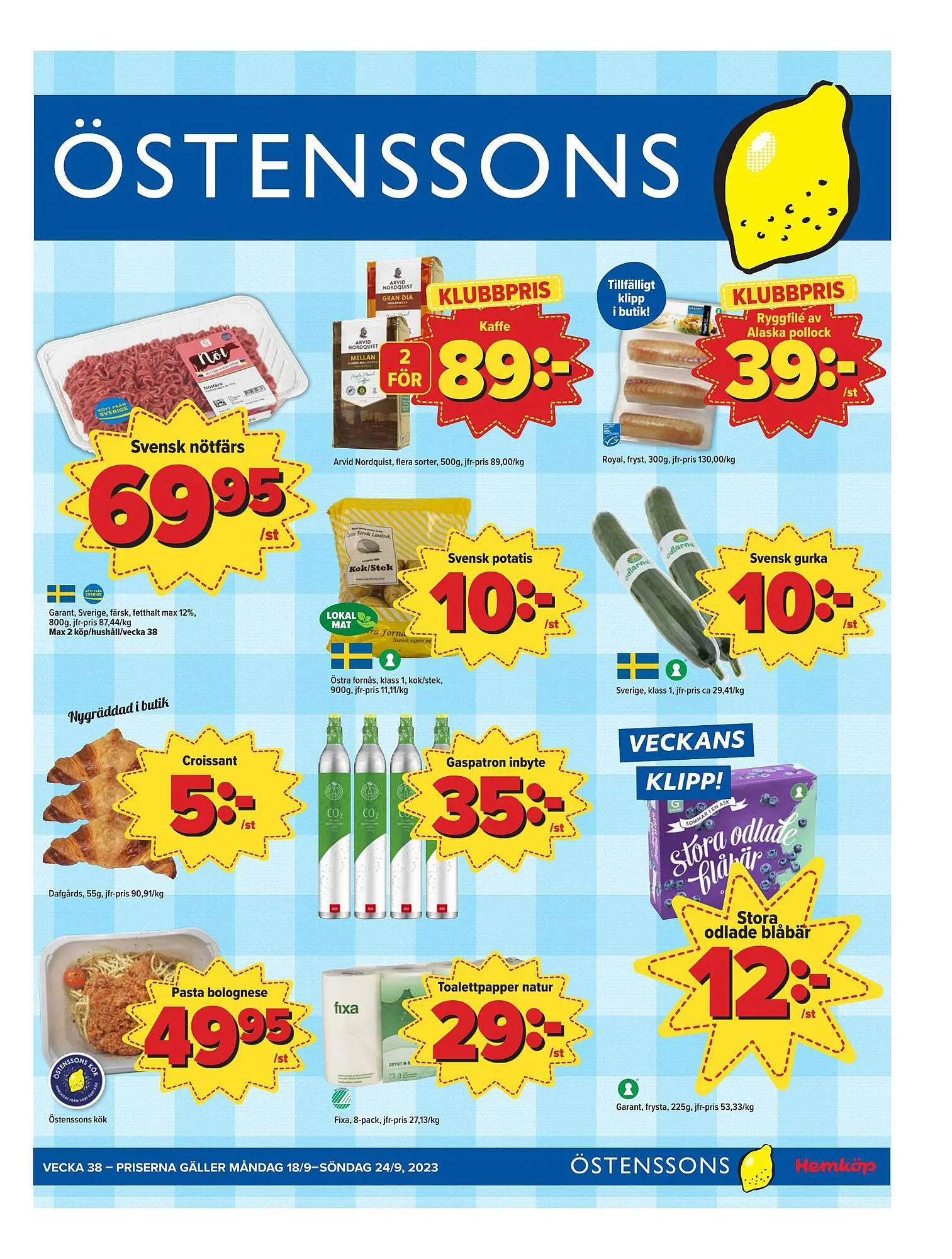 Östenssons reklamblad från 18 september till 24 september 2023 - Reklamblad sidor 1