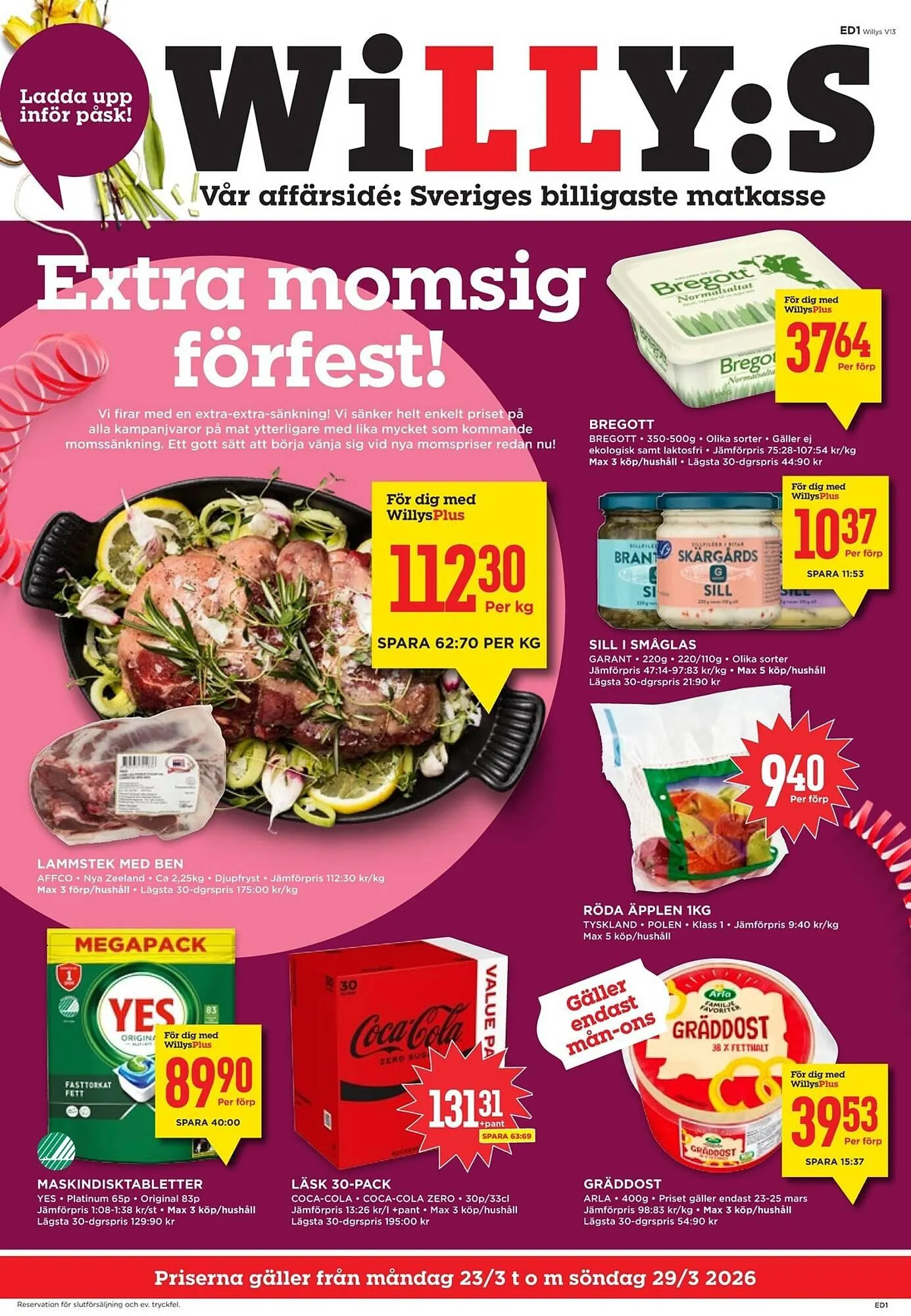 Willys reklamblad från 23 mars till 29 mars 2026 - Reklamblad sidor 1