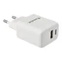 Lader USB-A + USB-C 20 W 5V/3A 110/230 V