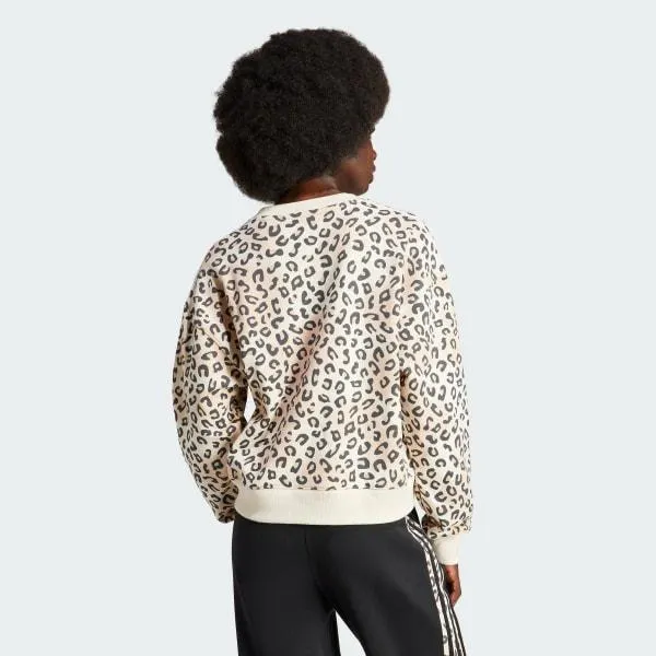 Sudadera cuello redondo adidas Originals Leopard Luxe Trefoil