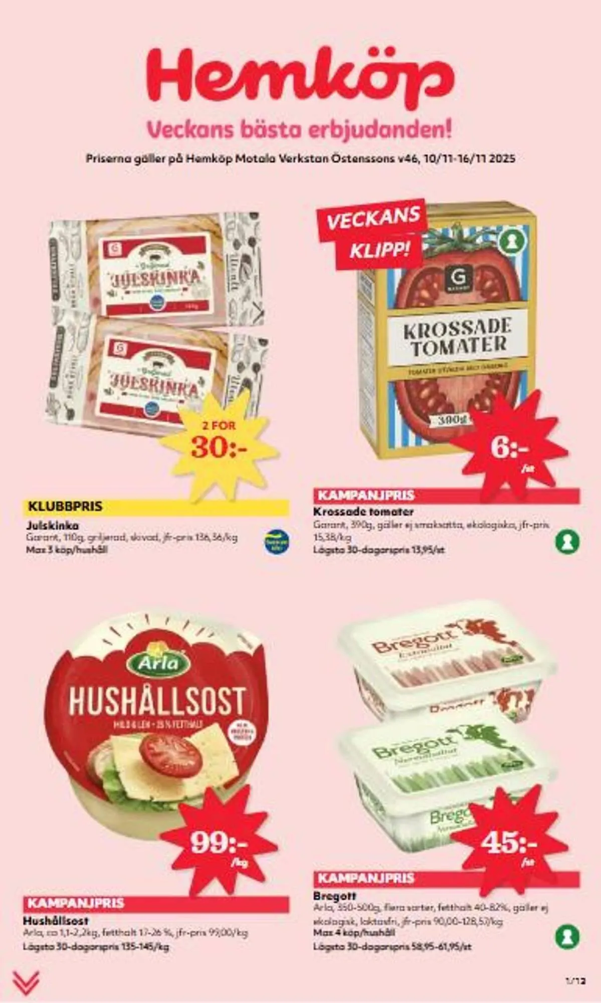 Östenssons reklamblad från 10 november till 16 november 2025 - Reklamblad sidor 1